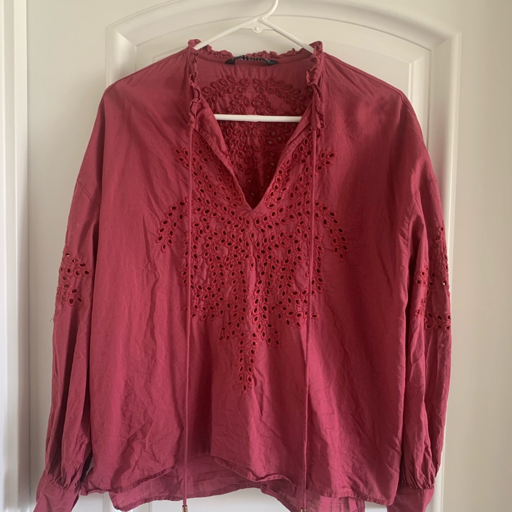 Embroidered Women's Top - Pink